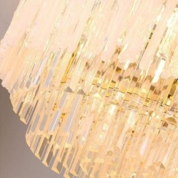 Lampada a sospensione rotonda in cristallo corallo