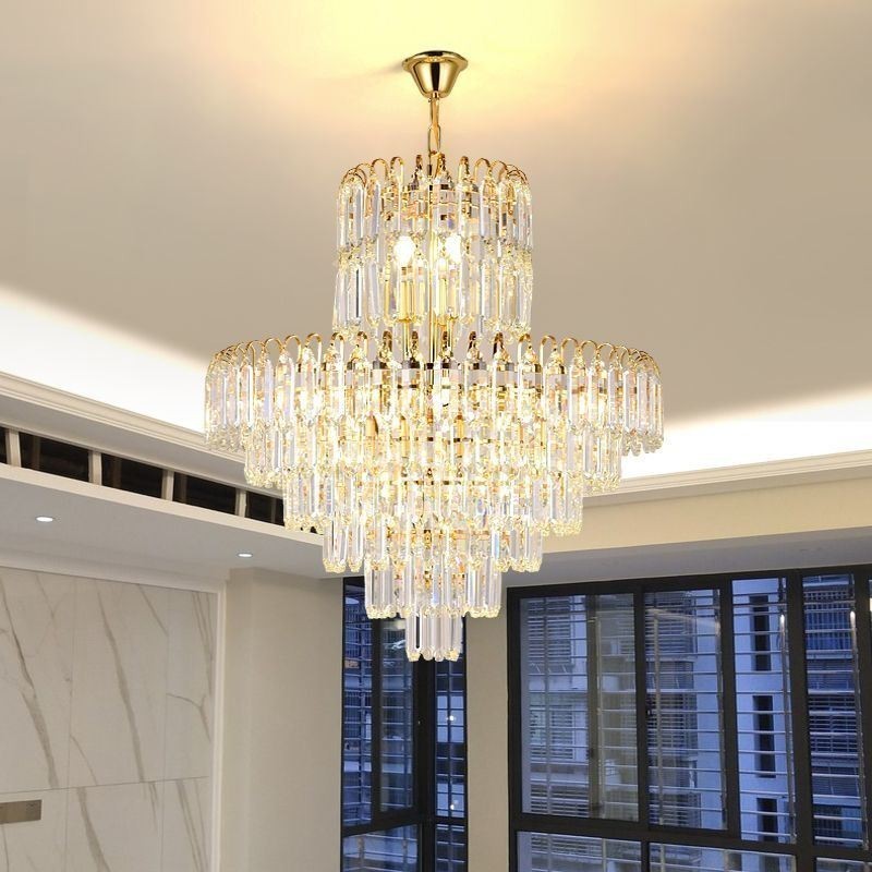 Lampadario a sospensione rotondo in cristallo, stile europeo, E12/E14, 6/8/12 luci