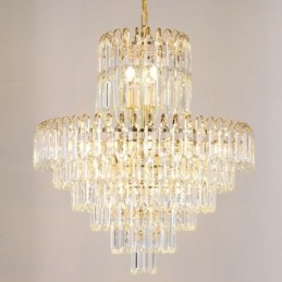 Lampadario a sospensione rotondo in cristallo, stile europeo, E12/E14, 6/8/12 luci