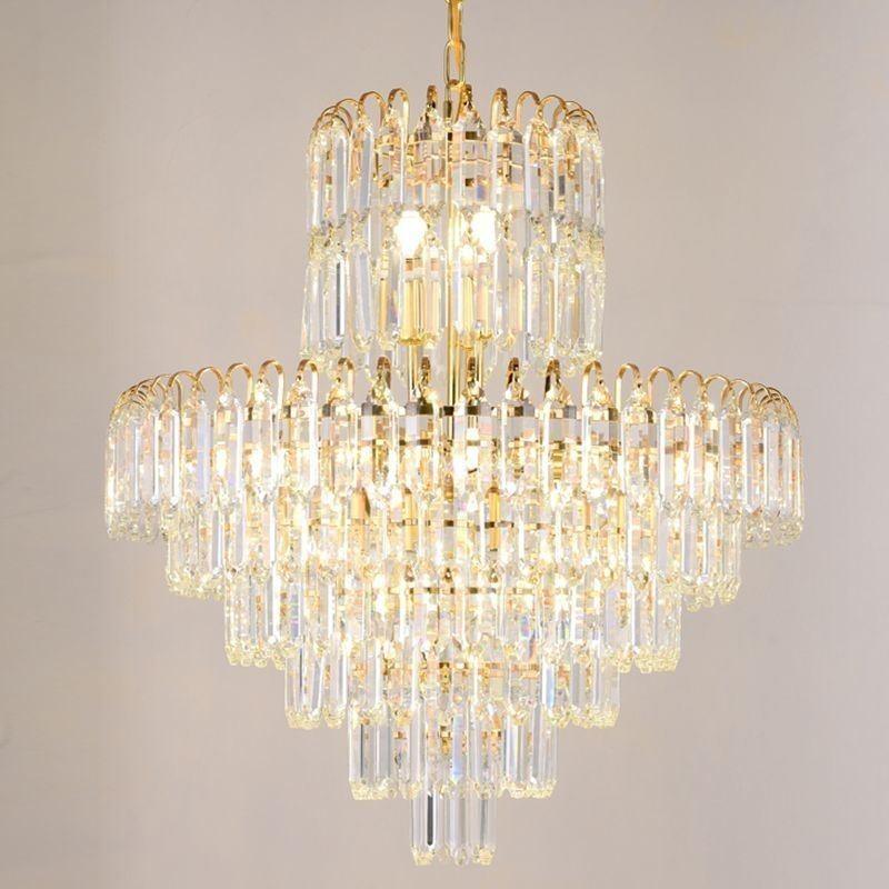 Lampadario a sospensione rotondo in cristallo, stile europeo, E12/E14, 6/8/12 luci