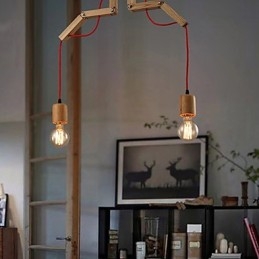 Lampadario mini moderno contemporaneo in legno e bambù