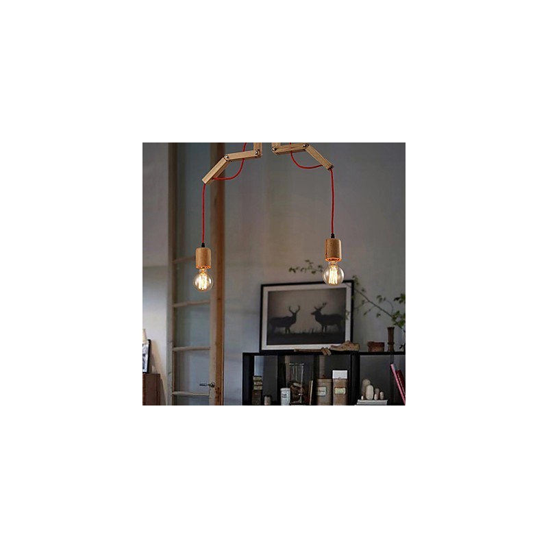 Lampadario mini moderno contemporaneo in legno e bambù