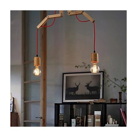 Lampadario mini moderno contemporaneo in legno e bambù
