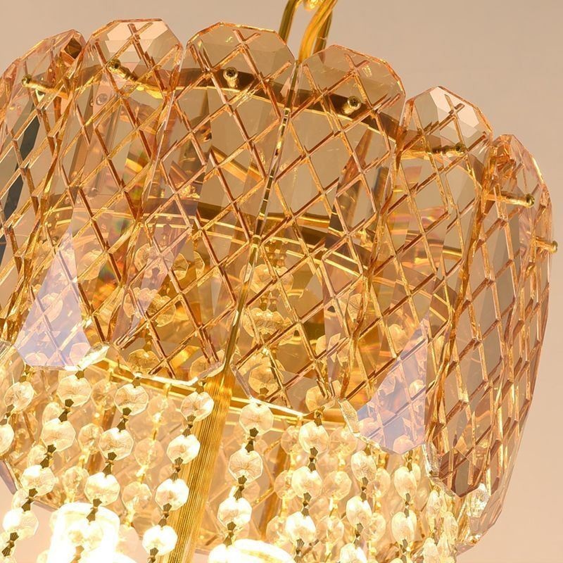 Lampada a sospensione rotonda in cristallo, moderna, E12/E14, 6/9/18 luci