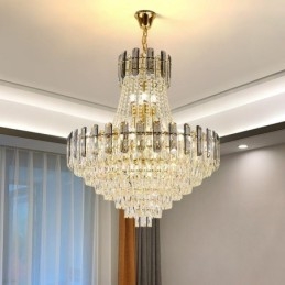 Lampada a sospensione rotonda in cristallo, E12/E14, 6/9/18 luci