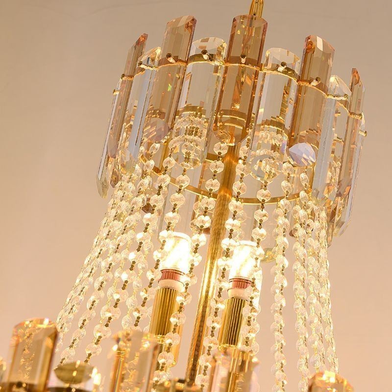 Lampada a sospensione rotonda in cristallo, E12/E14, 6/9/18 luci
