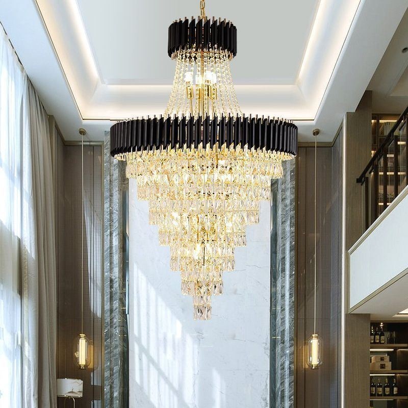 Lampadario a sospensione moderno in cristallo conico