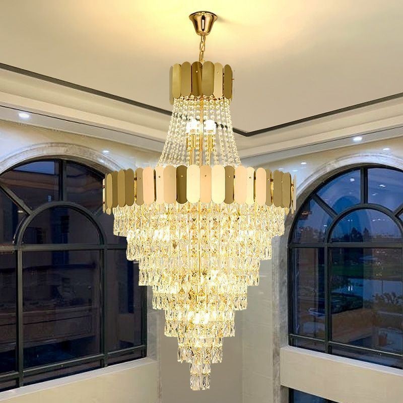 Lampada a sospensione conica in cristallo europeo