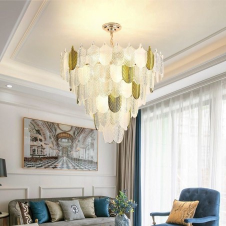 Lampada a sospensione in cristallo a foglia stile europeo E12/E14 4/9/16 luci