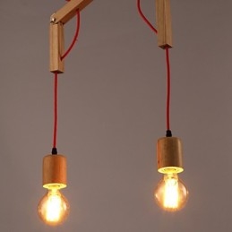 Lampadario mini moderno contemporaneo in legno e bambù