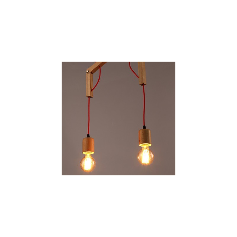 Lampadario mini moderno contemporaneo in legno e bambù