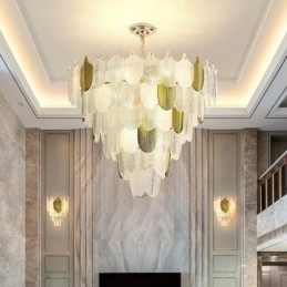 Lampada a sospensione in cristallo a foglia stile europeo E12/E14 4/9/16 luci
