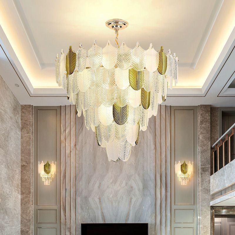 Lampada a sospensione in cristallo a foglia stile europeo E12/E14 4/9/16 luci