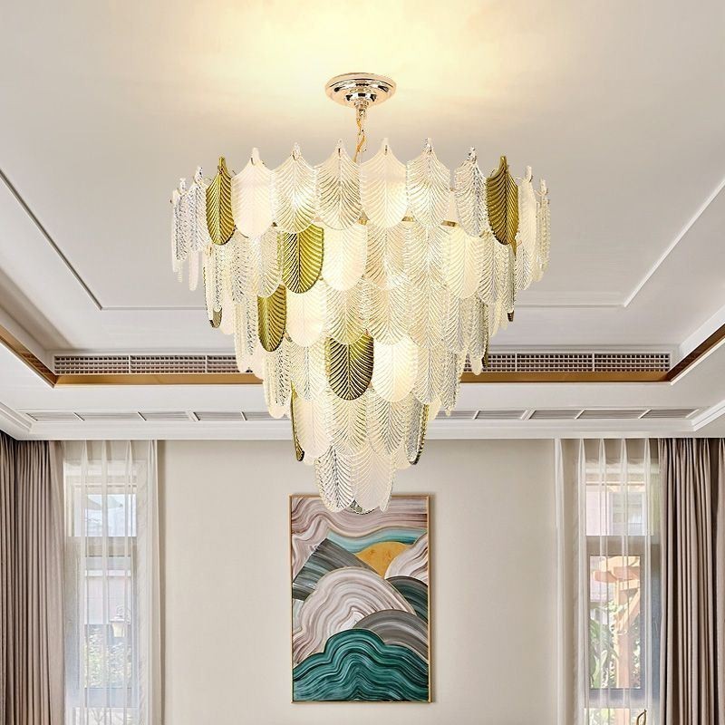 Lampada a sospensione in cristallo a foglia stile europeo E12/E14 4/9/16 luci