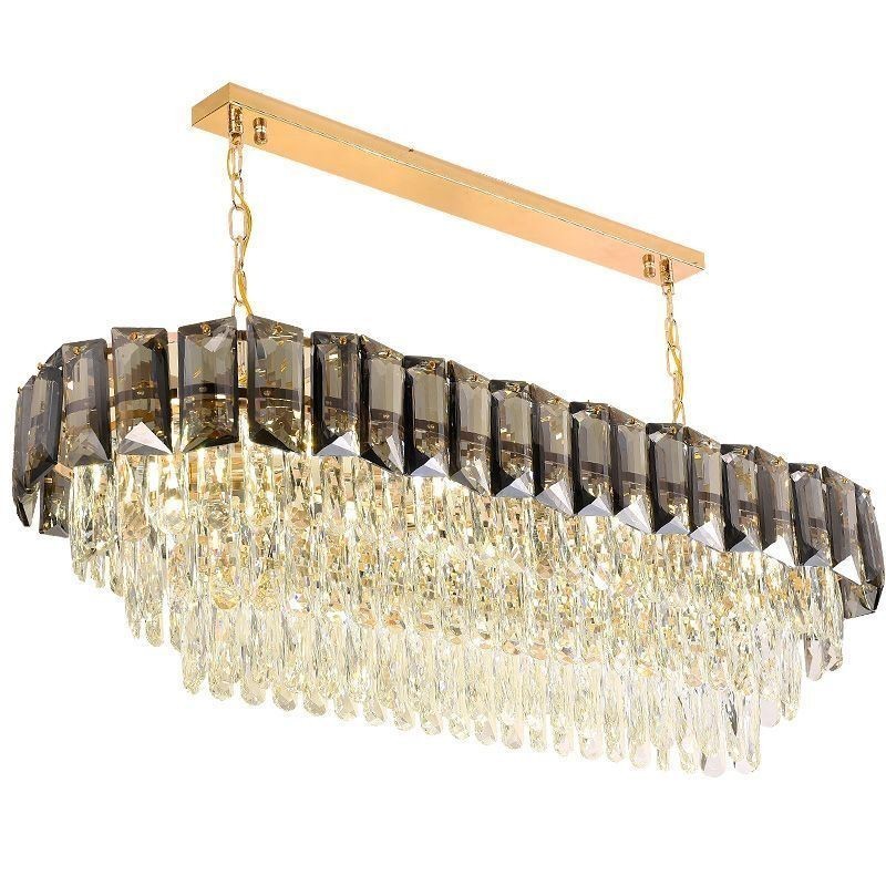 Lampada a sospensione ovale in cristallo K9 a 6 luci E12/E14