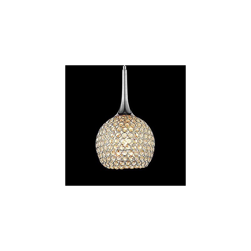Lampadario moderno contemporaneo in metallo cromato e cristallo