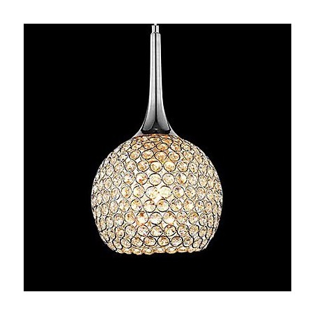 Lampadario moderno contemporaneo in metallo cromato e cristallo