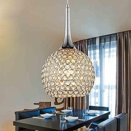 Lampadario moderno contemporaneo in metallo cromato e cristallo