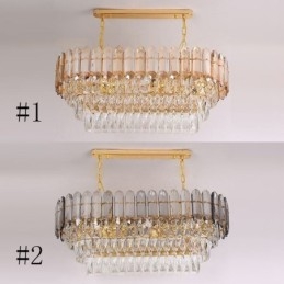 Lampada a sospensione ovale in cristallo, 6 luci, attacco E12/E14, 75×35×28 cm