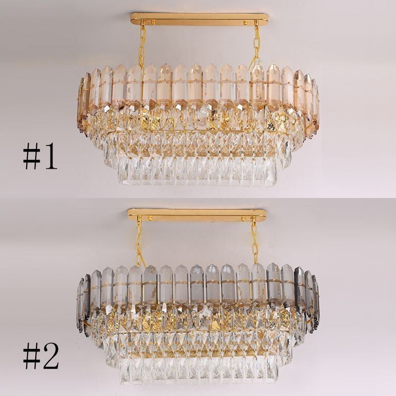 Lampada a sospensione ovale in cristallo, 6 luci, attacco E12/E14, 75×35×28 cm