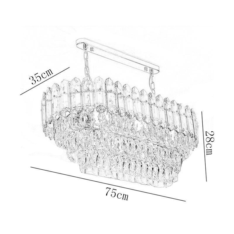 Lampada a sospensione ovale in cristallo, 6 luci, attacco E12/E14, 75×35×28 cm
