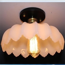 Lampadario a soffitto in vetro effetto giada retrò a 1 testa di loto