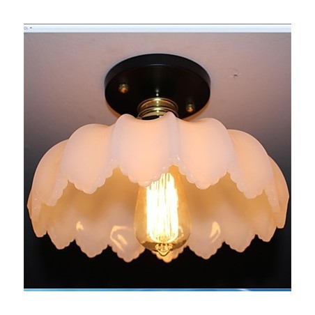 Lampadario a soffitto in vetro effetto giada retrò a 1 testa di loto