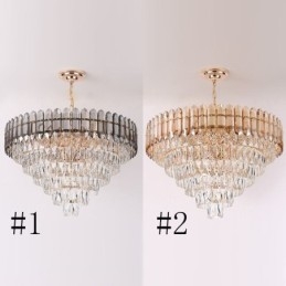 Lampada a sospensione in cristallo moderna, lampada da soffitto europea 6/9/12 luci E12/E14