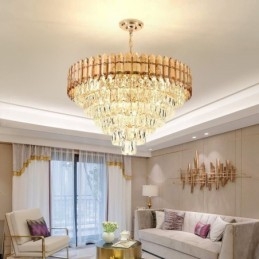 Lampada a sospensione in cristallo moderna, lampada da soffitto europea 6/9/12 luci E12/E14