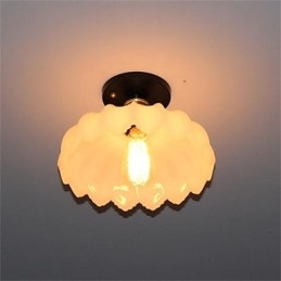 Lampadario a soffitto in vetro effetto giada retrò a 1 testa di loto