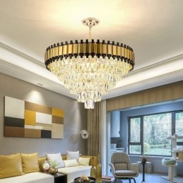 Lampada a sospensione in cristallo rotonda stile europeo