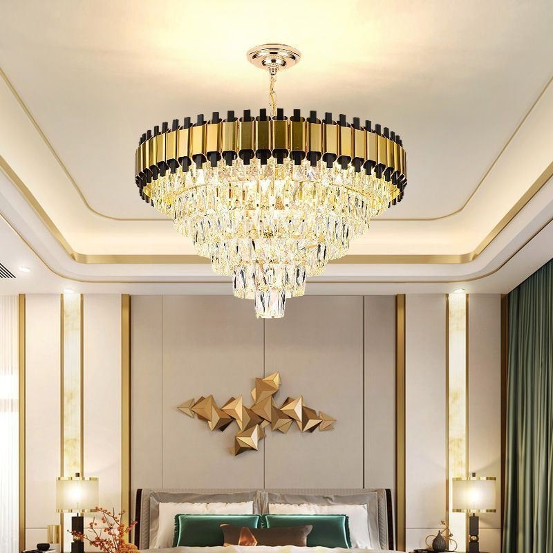 Lampada a sospensione in cristallo rotonda stile europeo