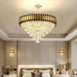 Lampada a sospensione in cristallo rotonda stile europeo