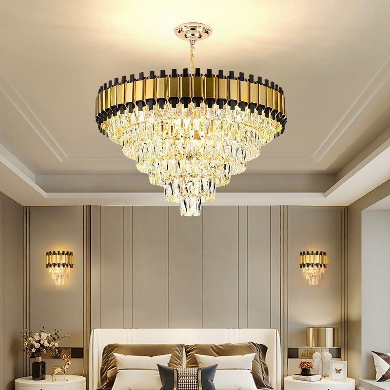 Lampada a sospensione in cristallo rotonda stile europeo