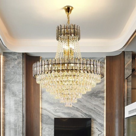 Lampada a sospensione in cristallo dorato stile europeo