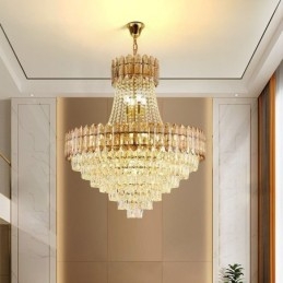 Lampada a sospensione in cristallo dorato stile europeo