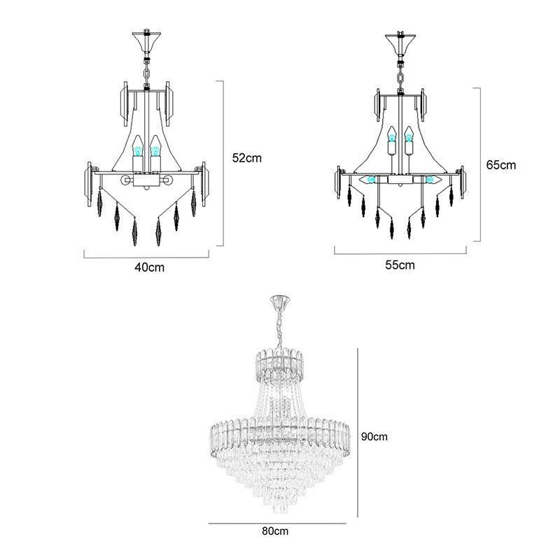 Lampada a sospensione in cristallo dorato stile europeo