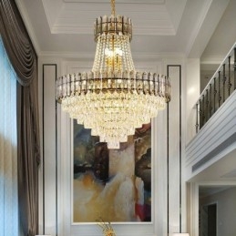 Lampada a sospensione in cristallo dorato stile europeo