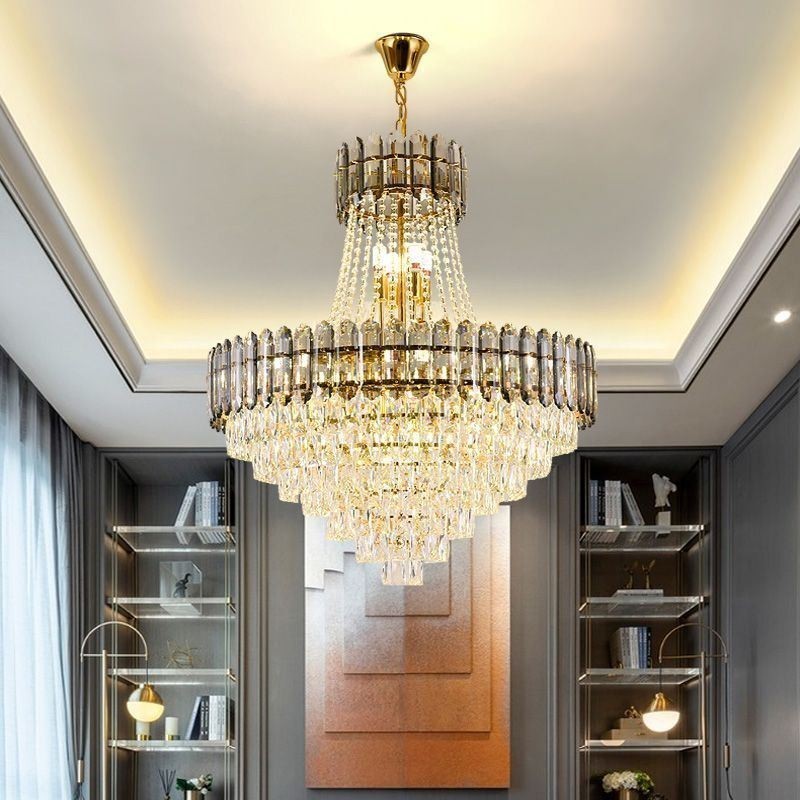 Lampada a sospensione in cristallo dorato stile europeo
