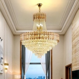 Lampada a sospensione in cristallo dorato stile europeo