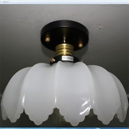 Lampadario a soffitto in vetro effetto giada retrò a 1 testa di loto