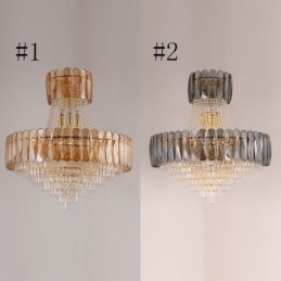 Lampada a sospensione in cristallo stile europeo 15 luci E12/E14 80x90 cm