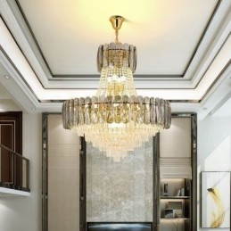 Lampada a sospensione in cristallo stile europeo 15 luci E12/E14 80x90 cm