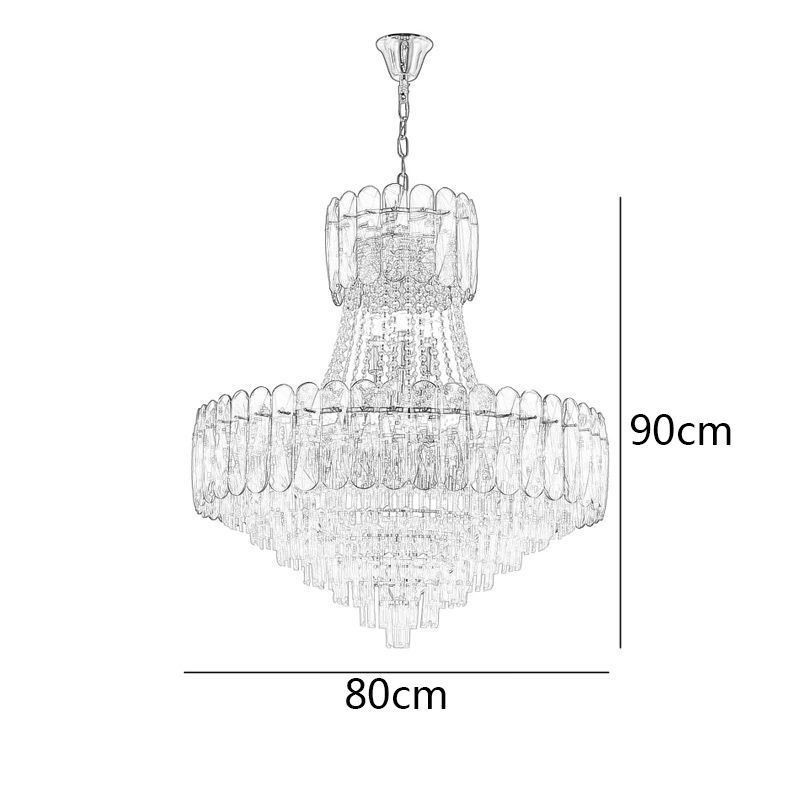 Lampada a sospensione in cristallo stile europeo 15 luci E12/E14 80x90 cm
