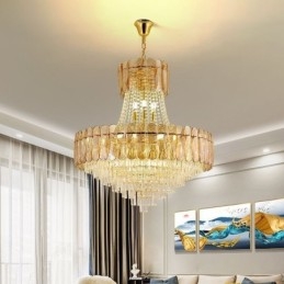 Lampada a sospensione in cristallo stile europeo 15 luci E12/E14 80x90 cm