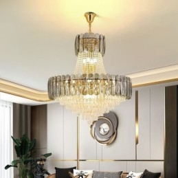 Lampada a sospensione in cristallo stile europeo 15 luci E12/E14 80x90 cm