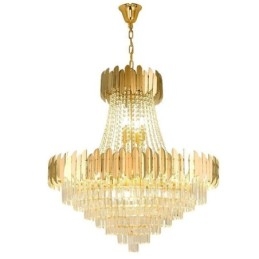 Lampada a sospensione classica in cristallo K9 15 luci E12/E14 80x90 cm