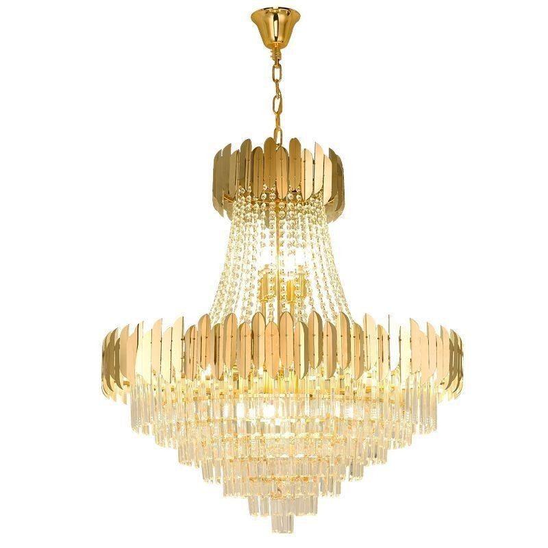 Lampada a sospensione classica in cristallo K9 15 luci E12/E14 80x90 cm