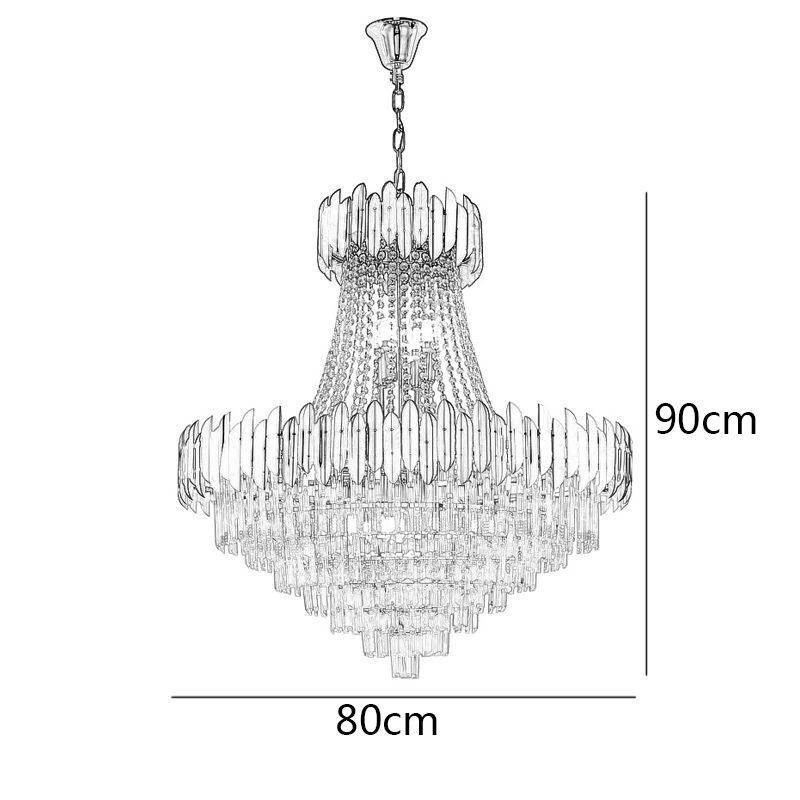 Lampada a sospensione classica in cristallo K9 15 luci E12/E14 80x90 cm