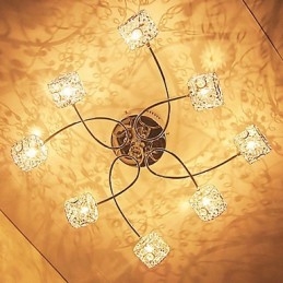 Plafoniera a filo moderna contemporanea in cristallo elettroplaccata argento 52 cm G4